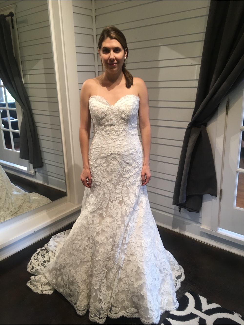 Franssical Strapless Lace Wedding Gown in Ivory Champagne
